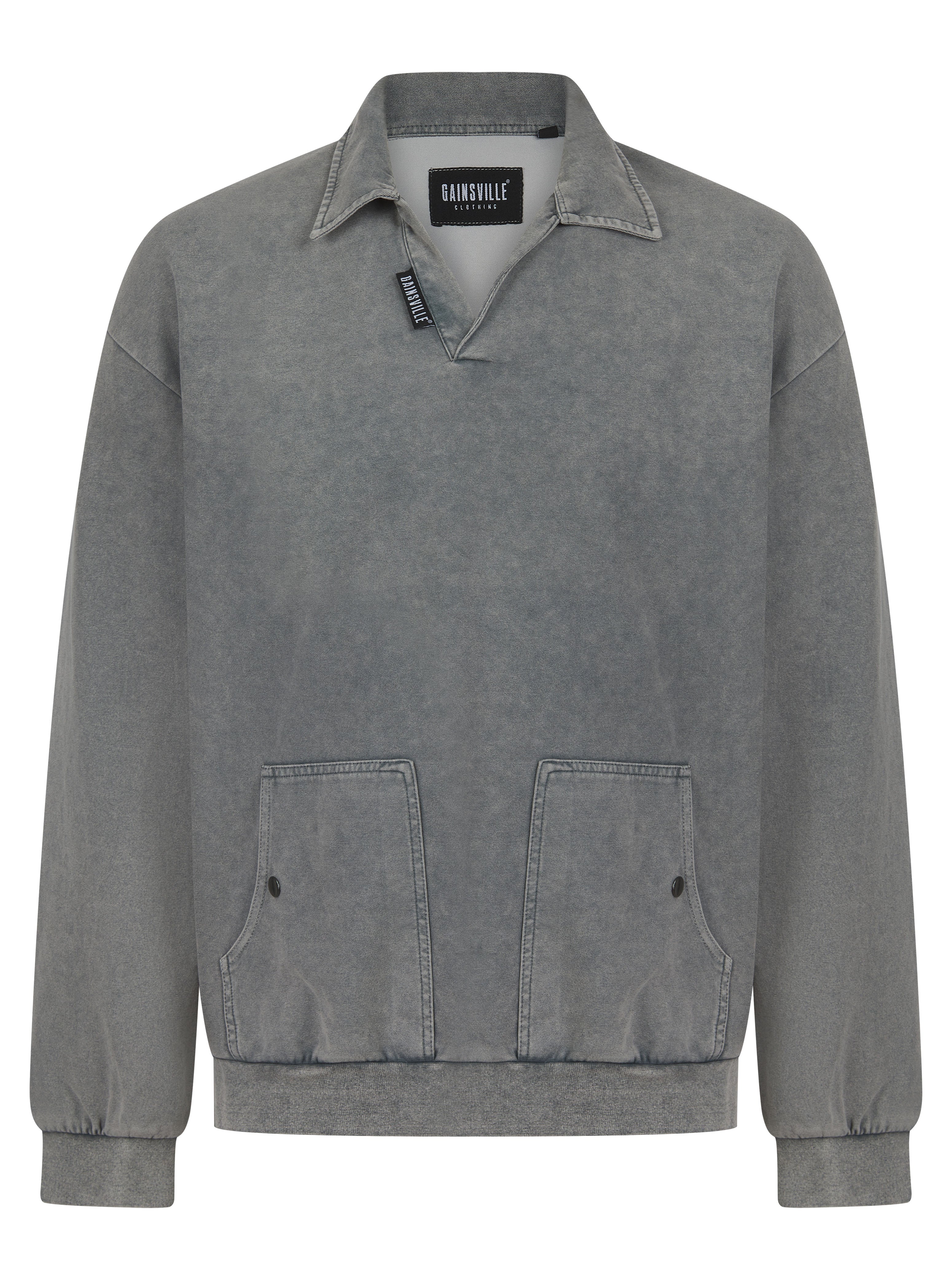 Gainsville CLOTHING Men's Faded Wash Smart Jumper with V-Neck Collar