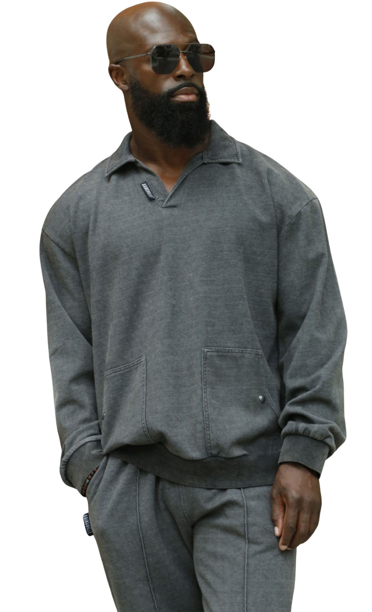 Gainsville CLOTHING Men's Faded Wash Smart Jumper with V-Neck Collar