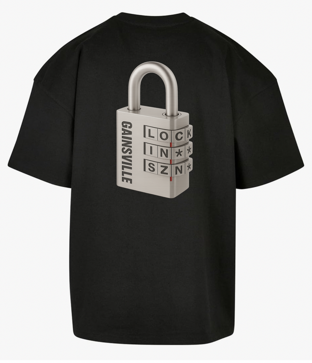 Gainsville Clothing Lock-in SZN Gold Padlock, Drop Shoulder Gym T-Shirt