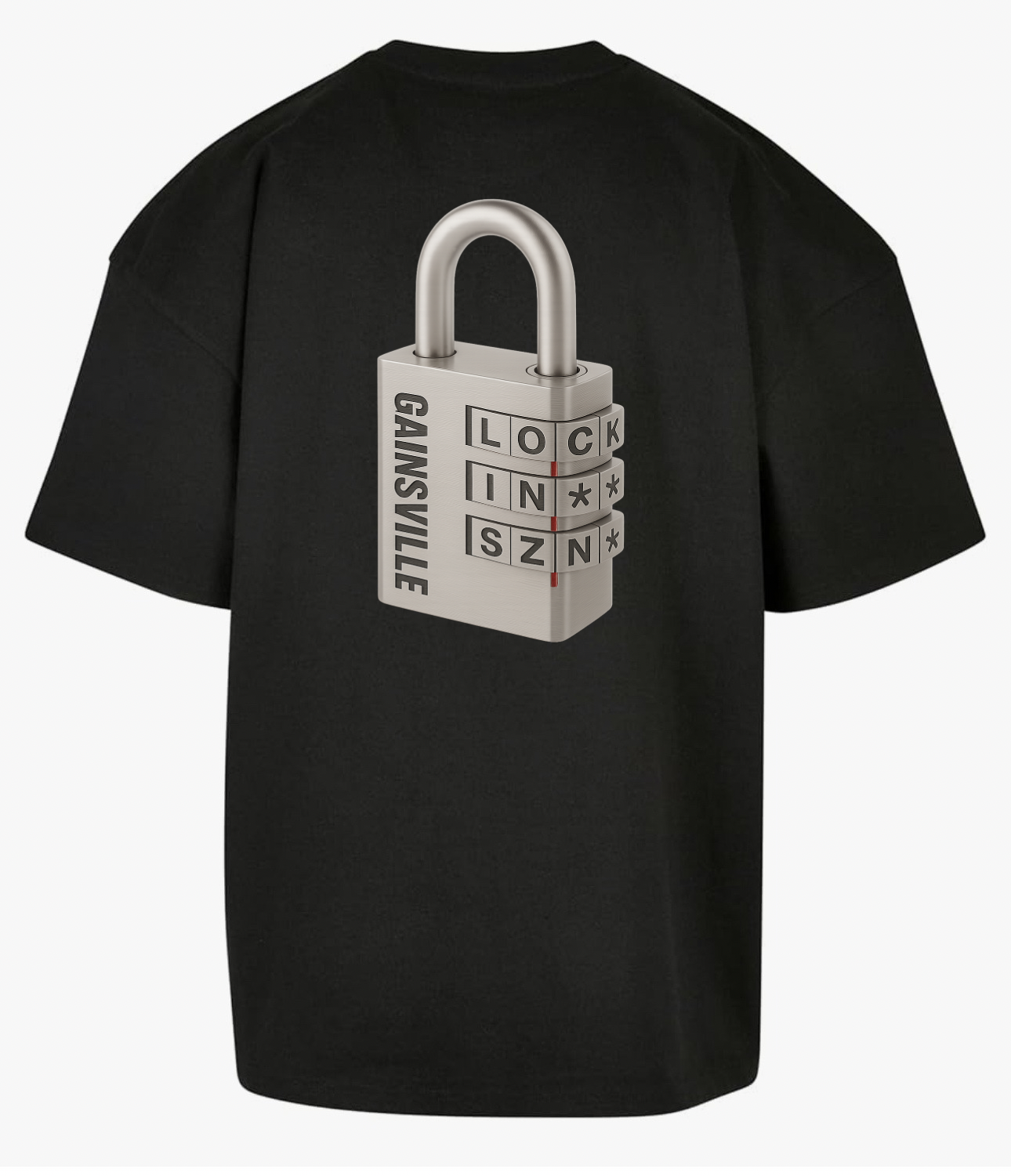 Gainsville Clothing Lock-in SZN Gold Padlock, Drop Shoulder Gym T-Shirt
